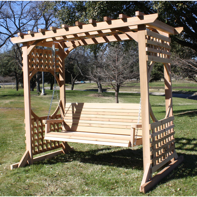 August Grove® Cedar Colonial Style Arbour Swing Set With 4 Foot Swing